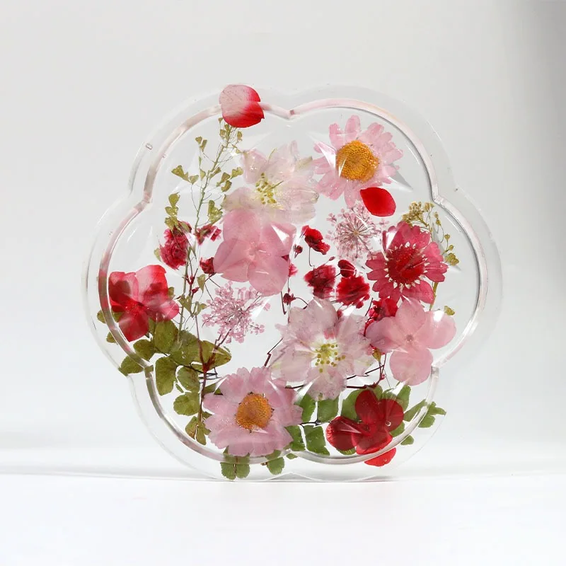 Resin silicone mold, cup pad silicone casting mold, flower-shaped frame groove, tabletop decorative pad, DIY molding mold