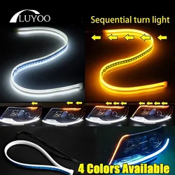 1pair Daytime Running Lights for Car Headlight Flexible Led Strip DRL LED Strip Turn Signal White Yellow Sequential LED