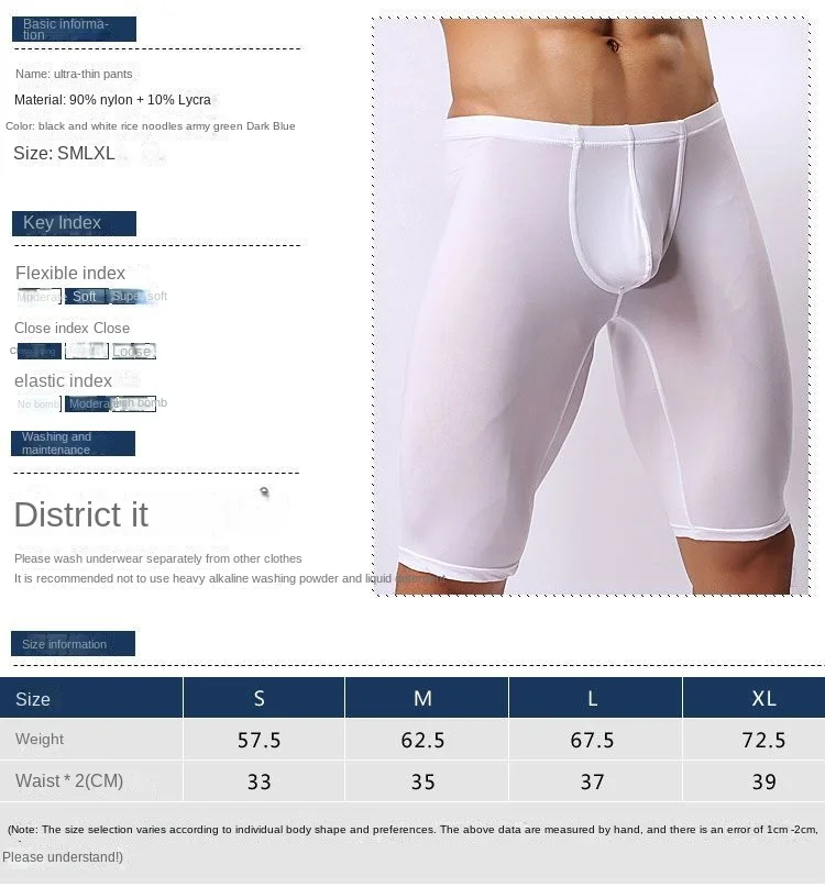Mens Athletic Boxer Briefs Long Leg Ice Silk U Pouch Sports Underwear Anti Chafing Ultra Thin Gym Shorts Training Breathable XL