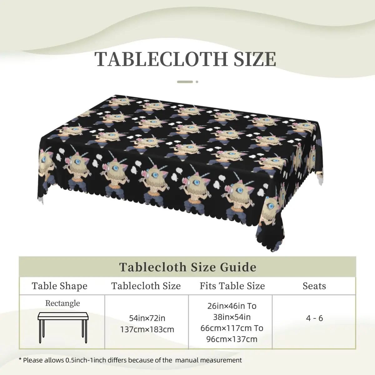 Slayer Demon Anime Teams Custom Rectangular Tablecloth Waterproof Table Cover for Dining Events Table Cloth