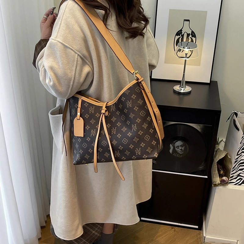 

Популярная элегантная кожаная большая сумка для женщин, модная сумка через плечо, известный дизайнер люксового бренда