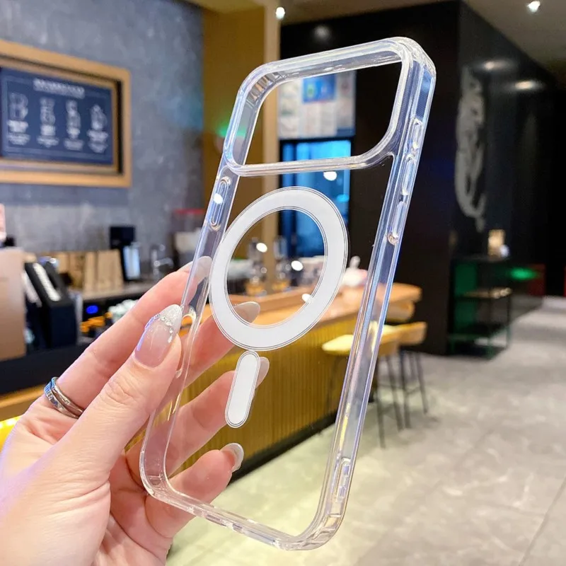 Funda original transparente para Magsafe para Apple iPhone 17 Air 16 16E 15 14 13 12 Mini 11 Pro Max Plus Cubierta magnética de carga inalámbrica 2