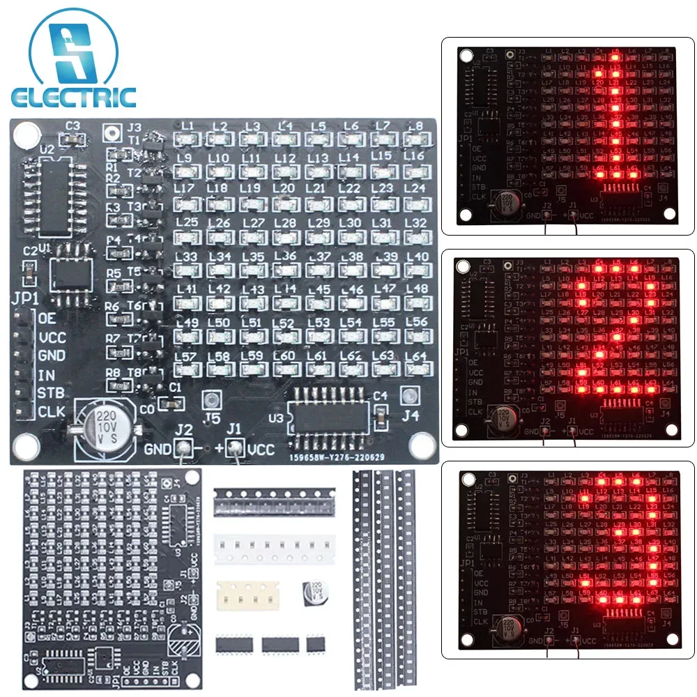 Zestaw elektroniczny DIY 64 SMD LED Patch Matrix Ekran reklamowy Projekt lutowania Praktyka dla STEM Edukacja dla uczniów szkół