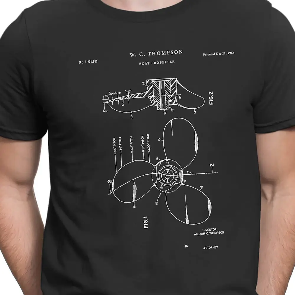 Boat Propeller 1964 Patent T Shirt Fishing Boating Beach Print Pt206