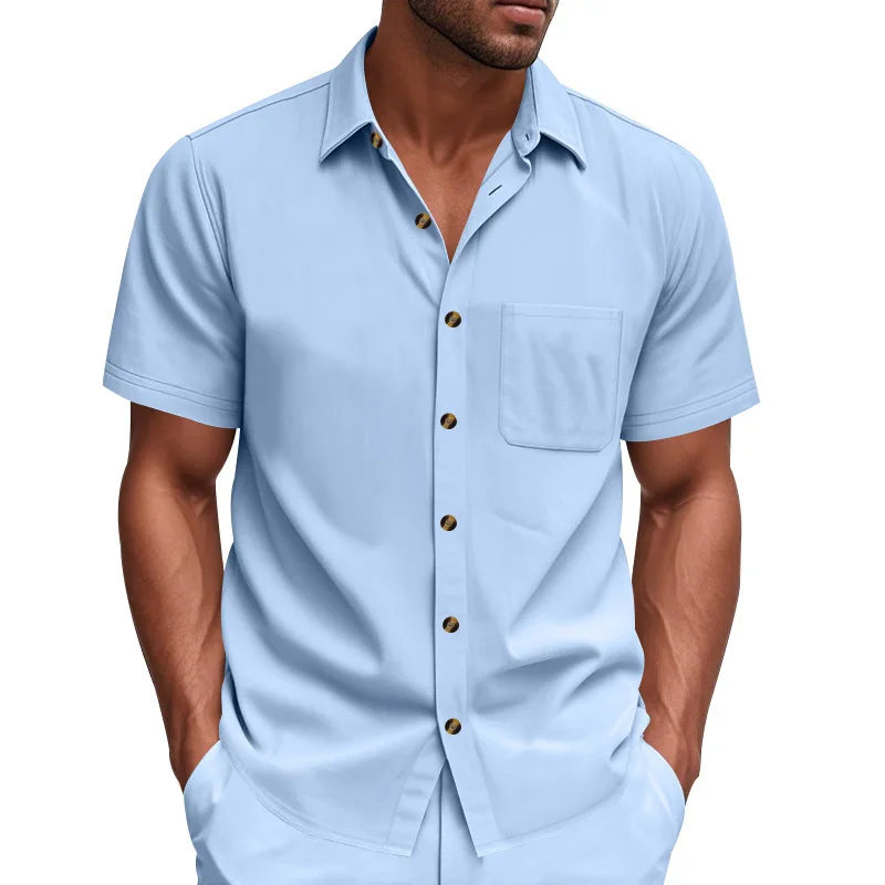 الصيف الرجال المنسوجة Lel بلون حجم كبير عادية بسيطة الأعمال قصيرة الأكمام قمصان مخصص شعارك تي شيرت Mgtz-7-b