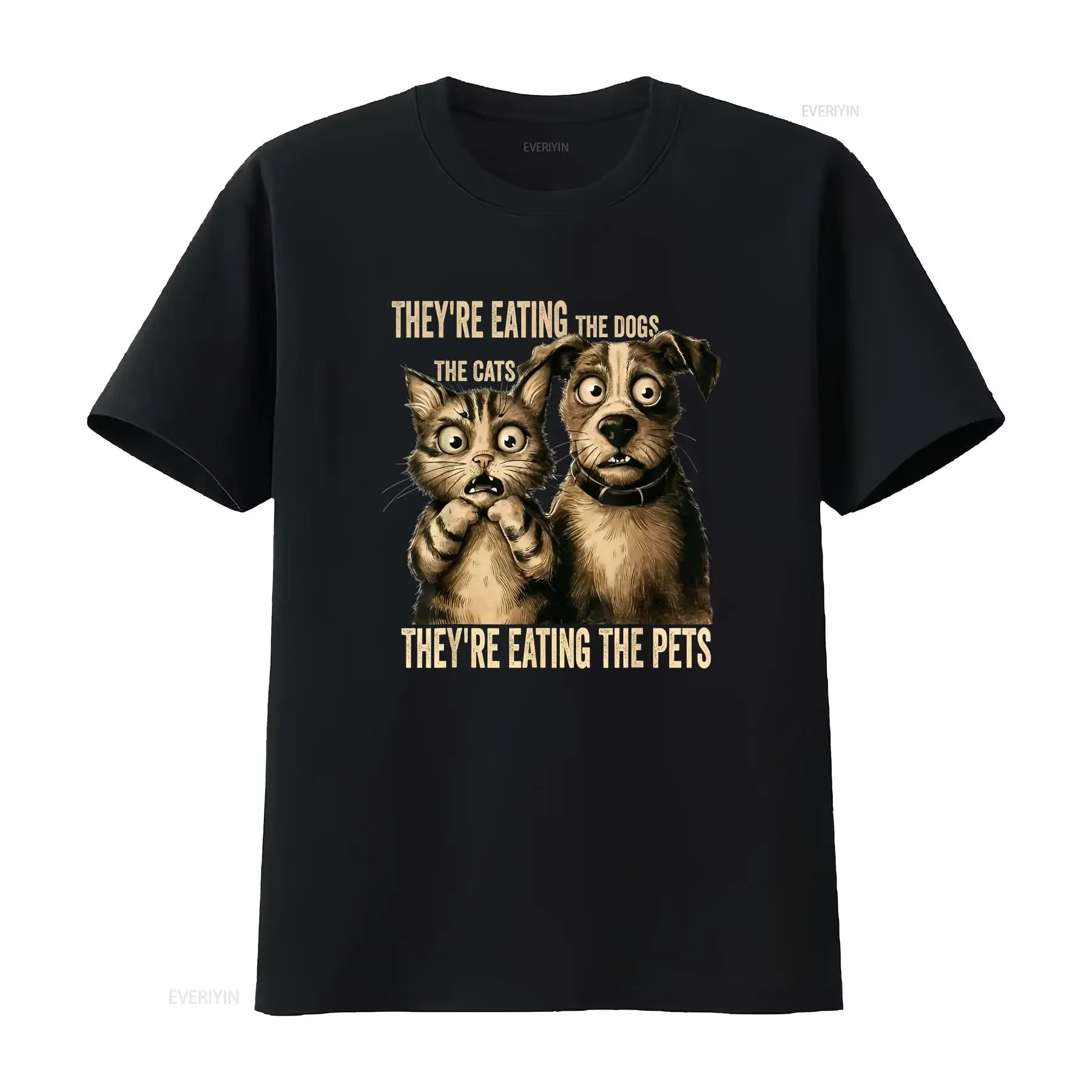 Their Eating The Dogs Cats Pets T Shirt vintage Washed Top For Everyday Wear designer clothes Unisex graphic fashion streetwear