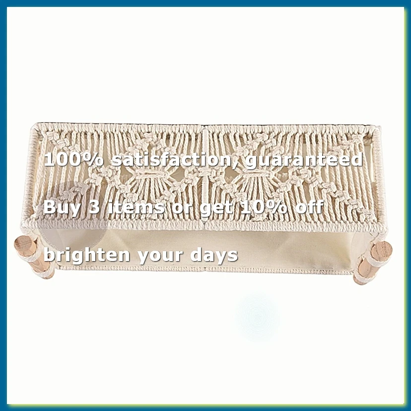 Boho Storage Basket Decor Box Handmade Woven Decorative Countertop Organizer Macrame Baskets for Bedroom Living Room