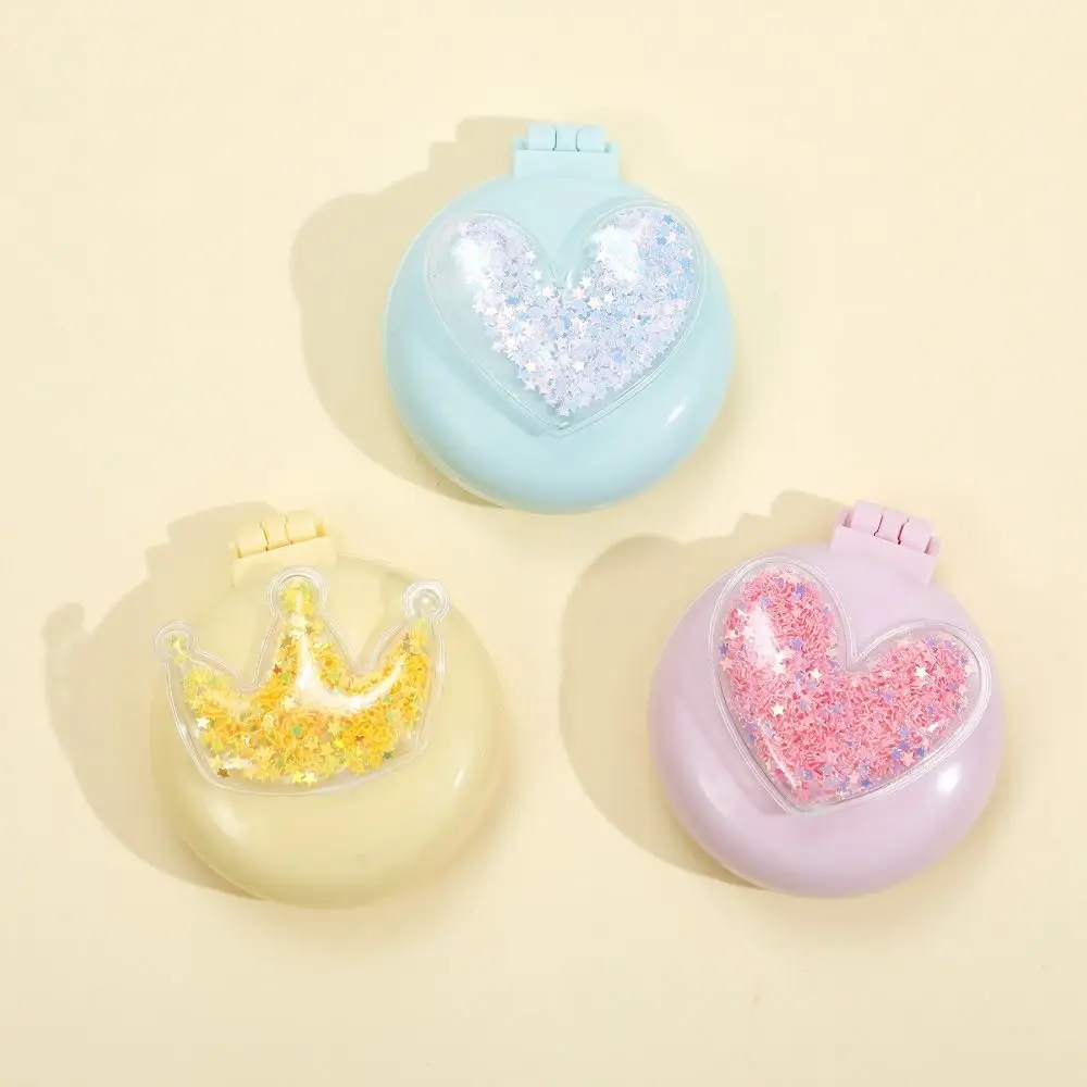 Mini Morandi Color Round Folding Comb with Mirror Compact Bow Air Cushion Comb Crown Cartoon Massage Comb Girl