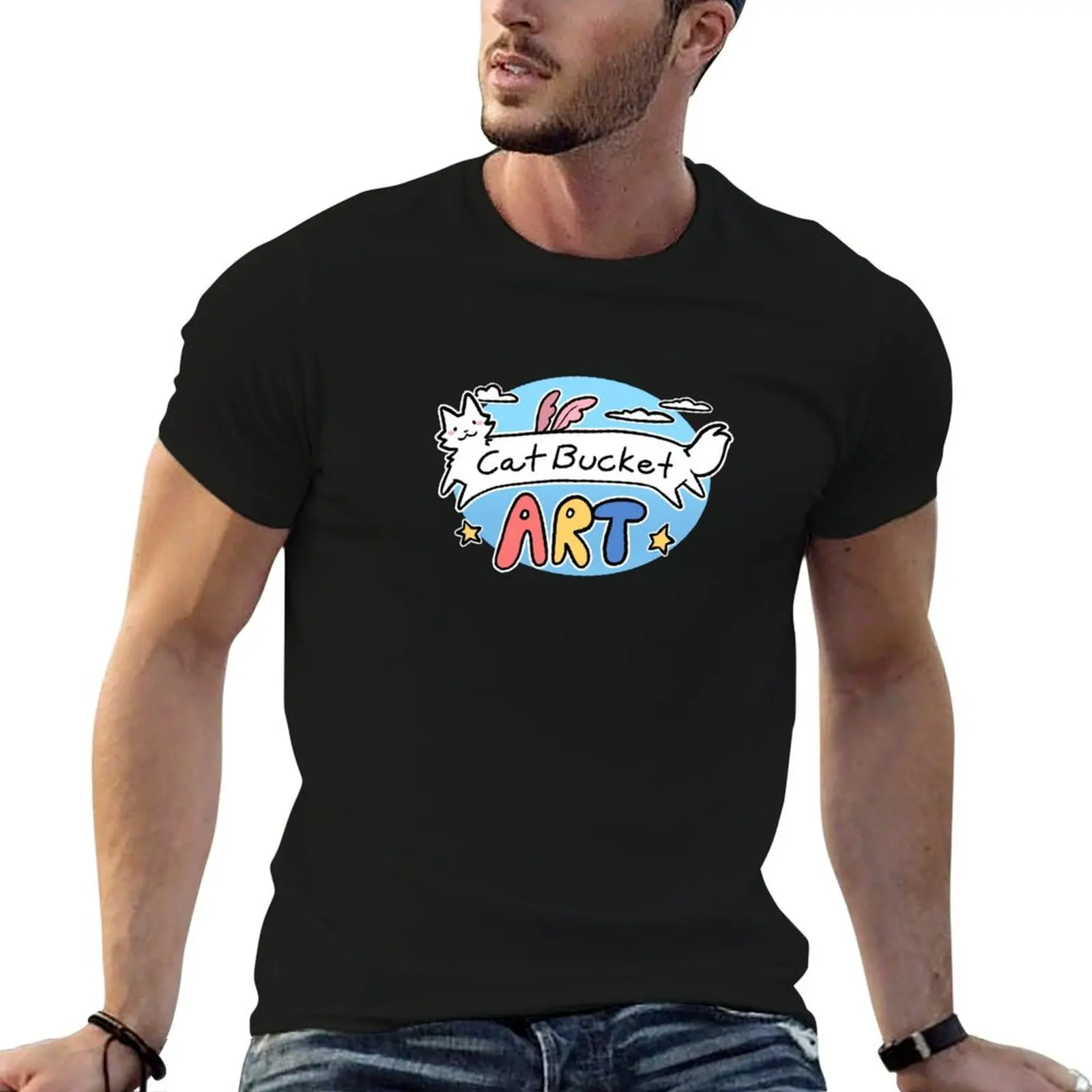 CatBucket Art Logo T-Shirt graphic t shirt vintage street wear mens white t shirts