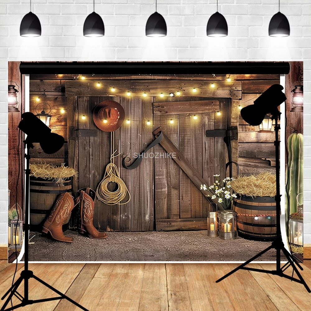 

Halloween Day Theme Photography Backdrops Props Wagon Flowers Fall Scene With Pumpkin Patch Door Photo Studio Background HW-04