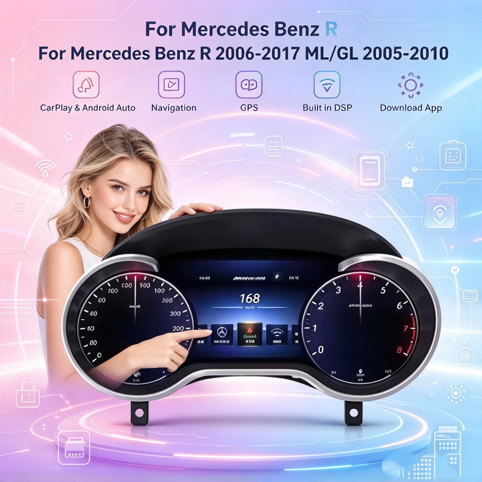 LCD Dashboard Speedmeter Car Upgrade For Mercedes Benz R 2006-2017 ML/GL 2005-2010 Digital Virtual Cockpit Instrument Cluster