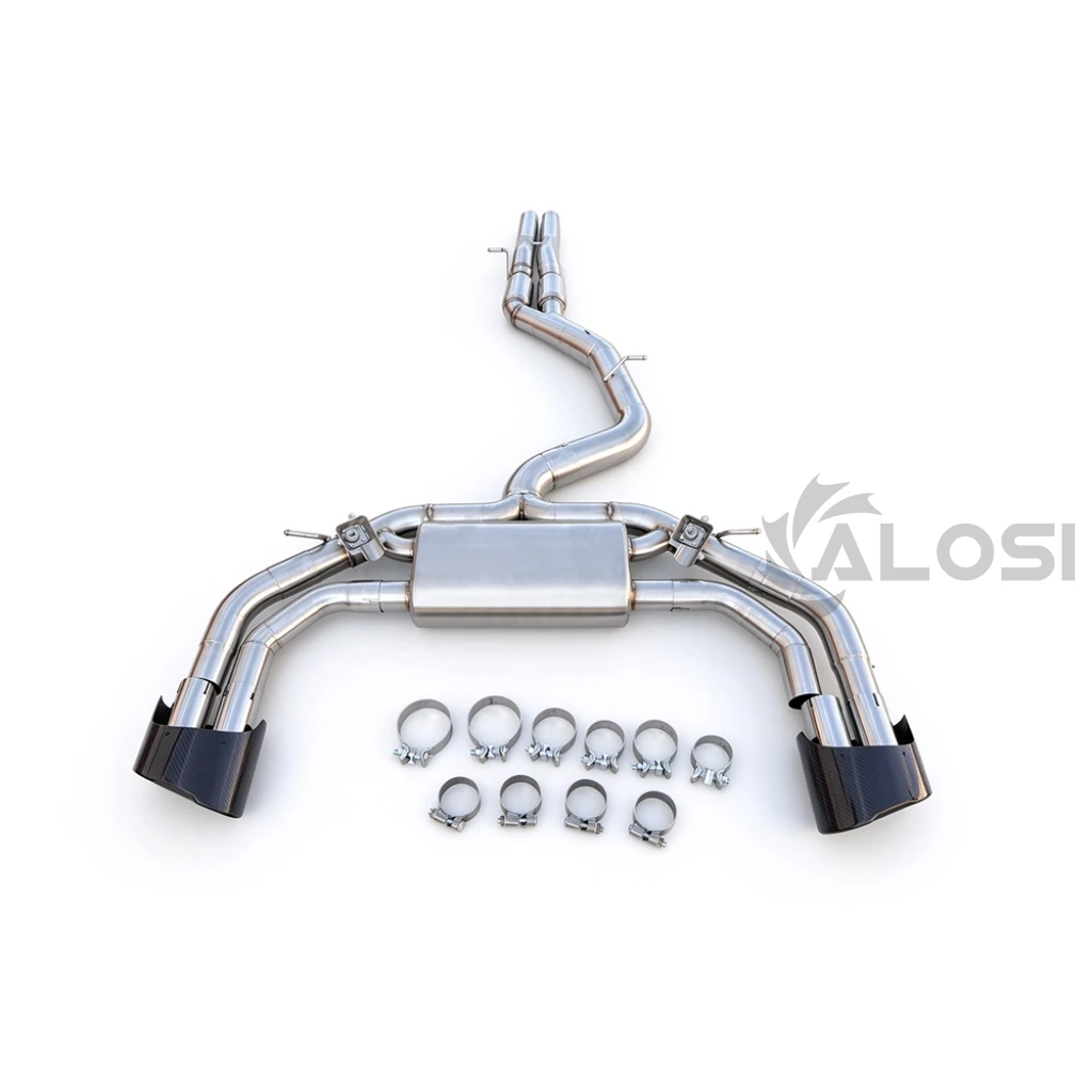 Valve exhaust with RS flat mouth tip for Audi RS3 8V 8Y sedan Sportback 2.5T 2016-2025 stainless steel valve exhaust, high-perfo