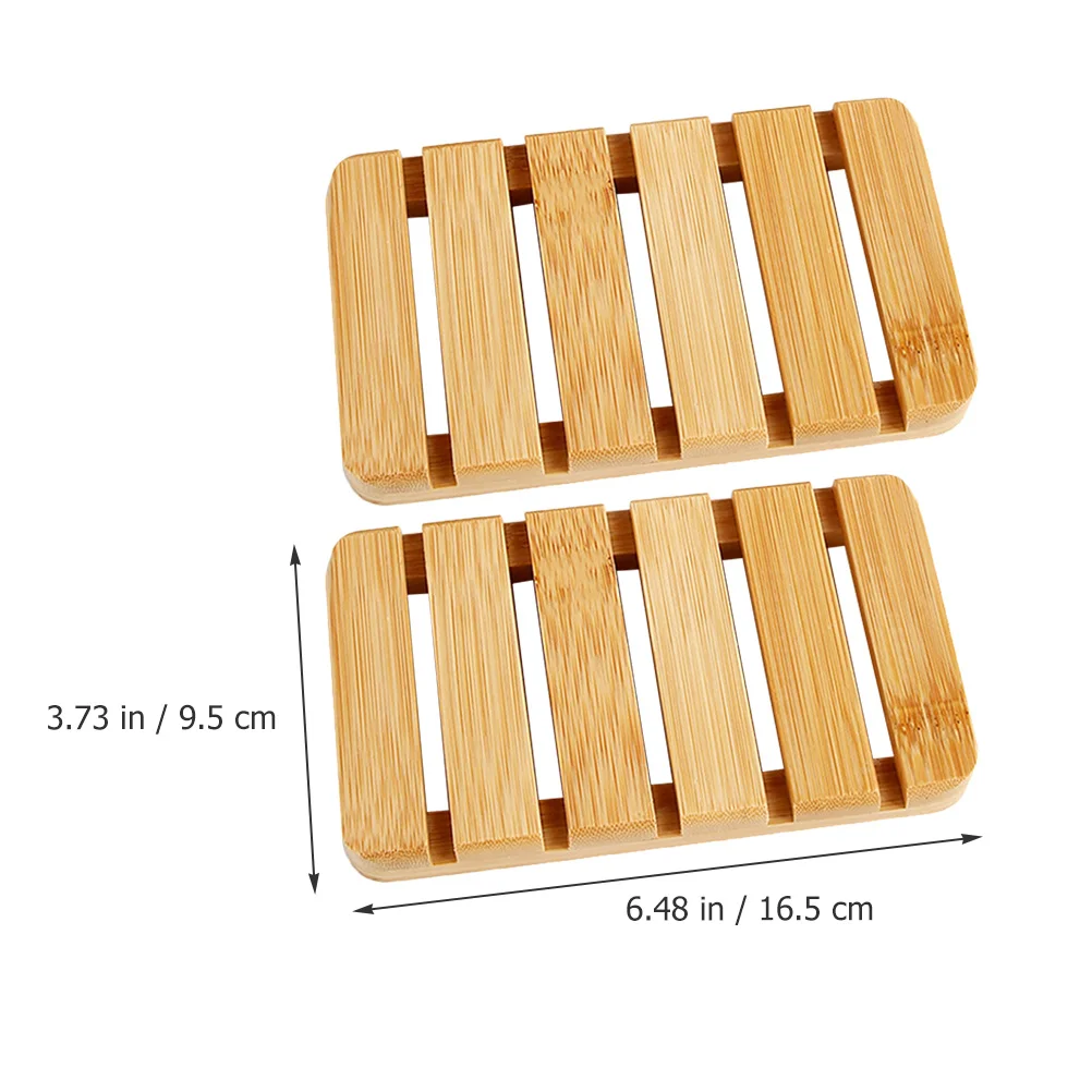 

2 Pcs Kitchen Drainage Soap Dish Holder Bathroom Tray Self Draining Case Bamboo