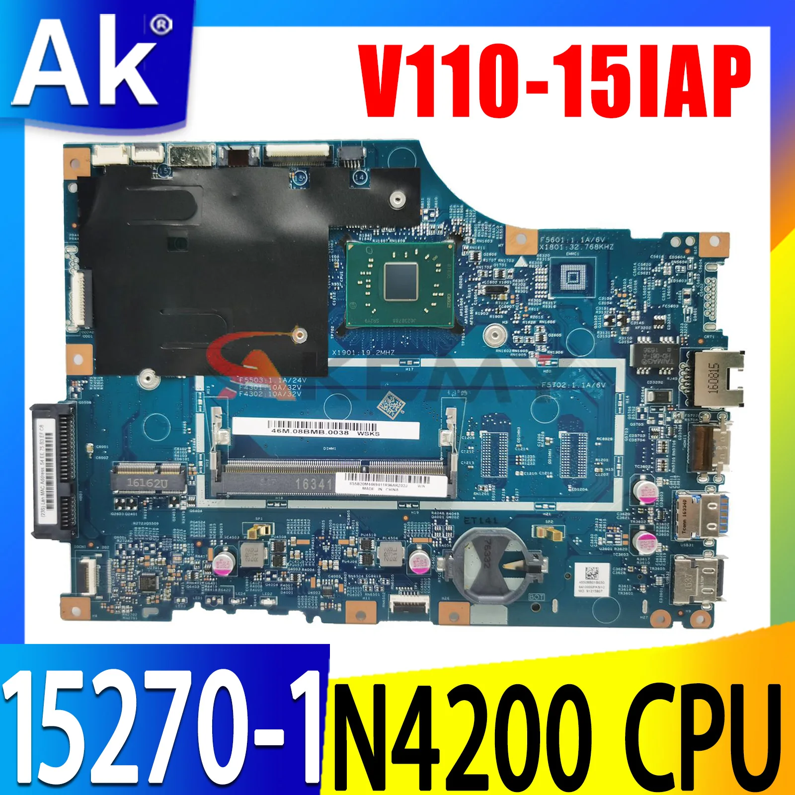 

LV114A 15270-1 For Lenovo 110-15IAP V110-15IAP Laptop Motherboard 448.08A03.0011 with CPU N4200 DDR3 100% test