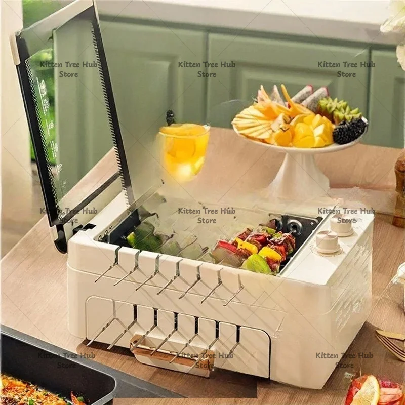 Automatic Rotating Barbecue Pot Integrated Pot Multi Functional Smokeless Electric Barbecue Oven Electric Grill Pan