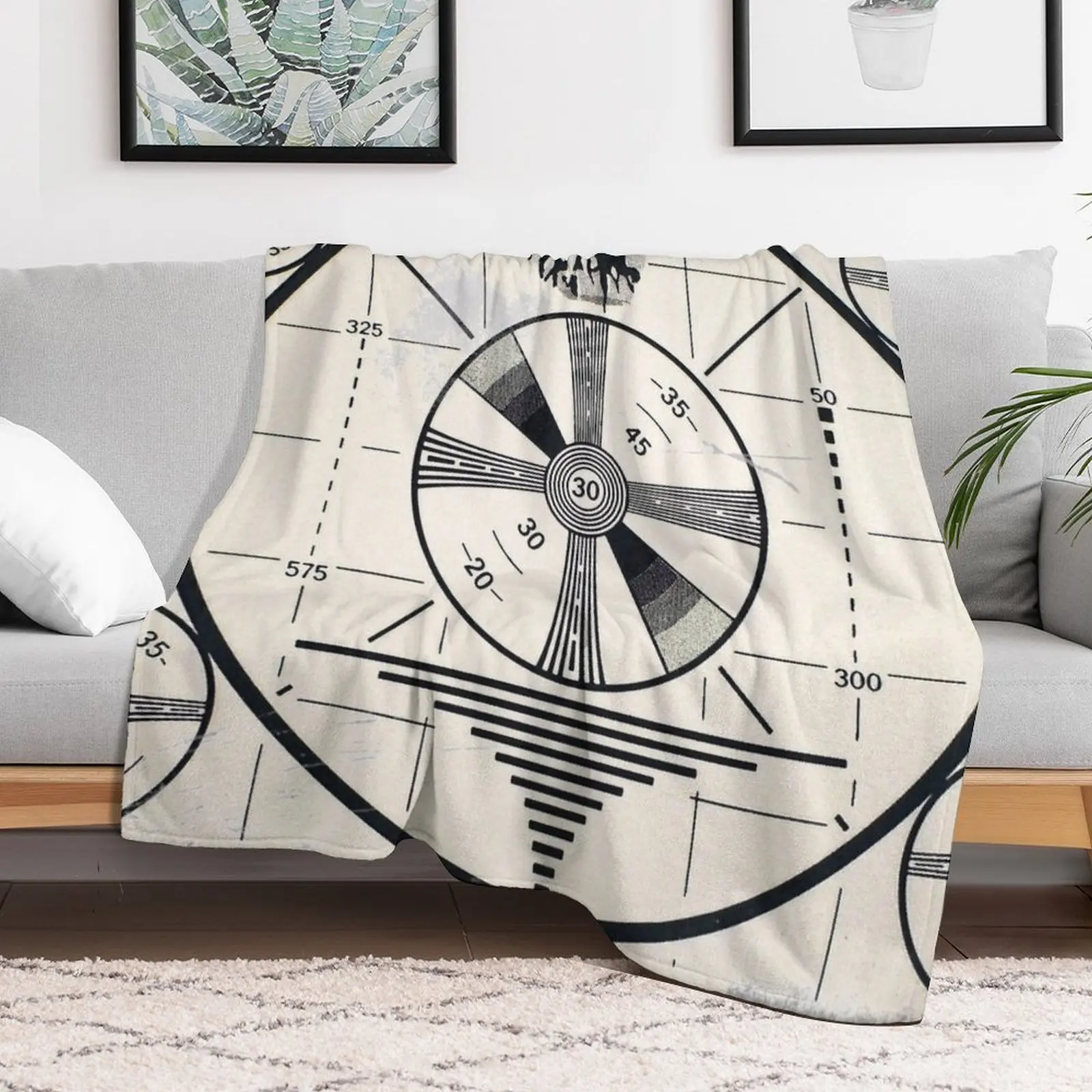 Retro TV Monoscope Test Pattern Throw Blanket Cozy Napping Blanket Gift for Mom Dad