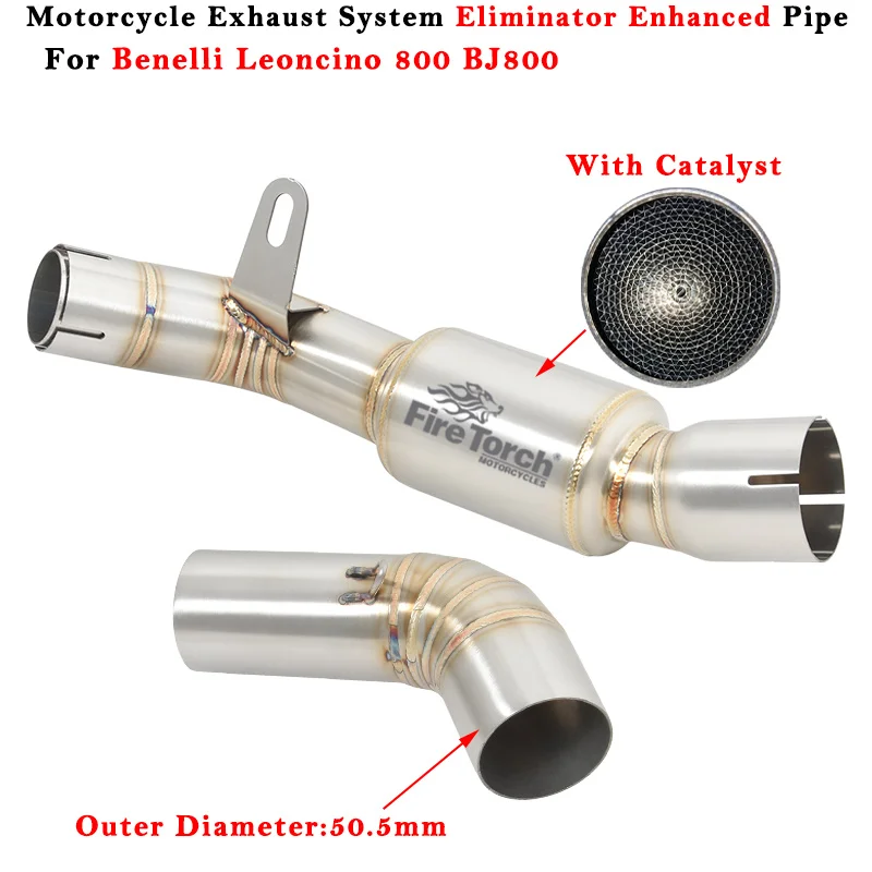 

For Benelli Leoncino 800 BJ800 Motorcycle Exhaust Escape Modified Muffler 51mm Pipe Link Pipe With Catalyst