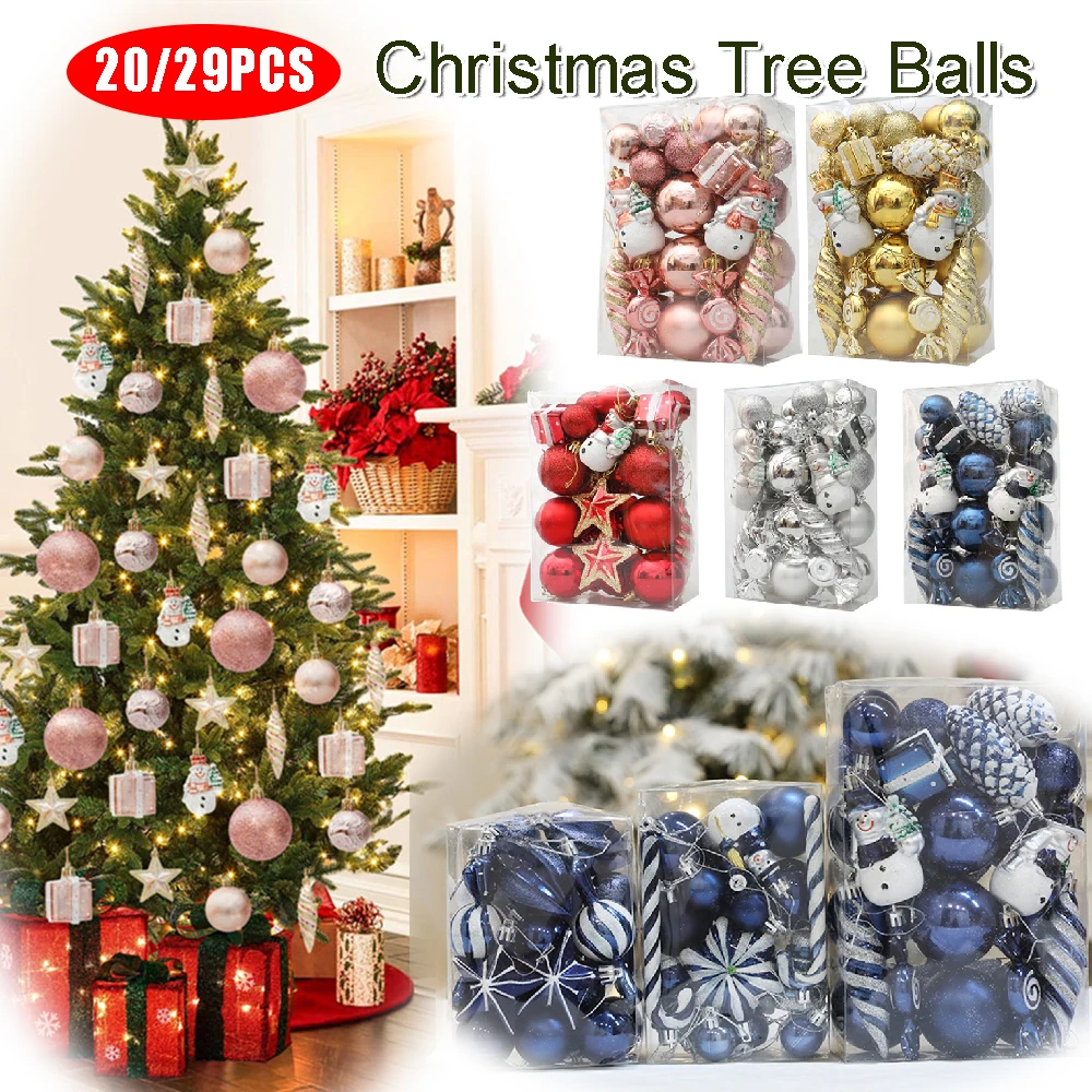 

1Box Christmas Balls Christmas Tree Ornaments Ball Xmas Hanging Tree Pendants Home Party Decor 2024 New Year Gift 20/29PCS