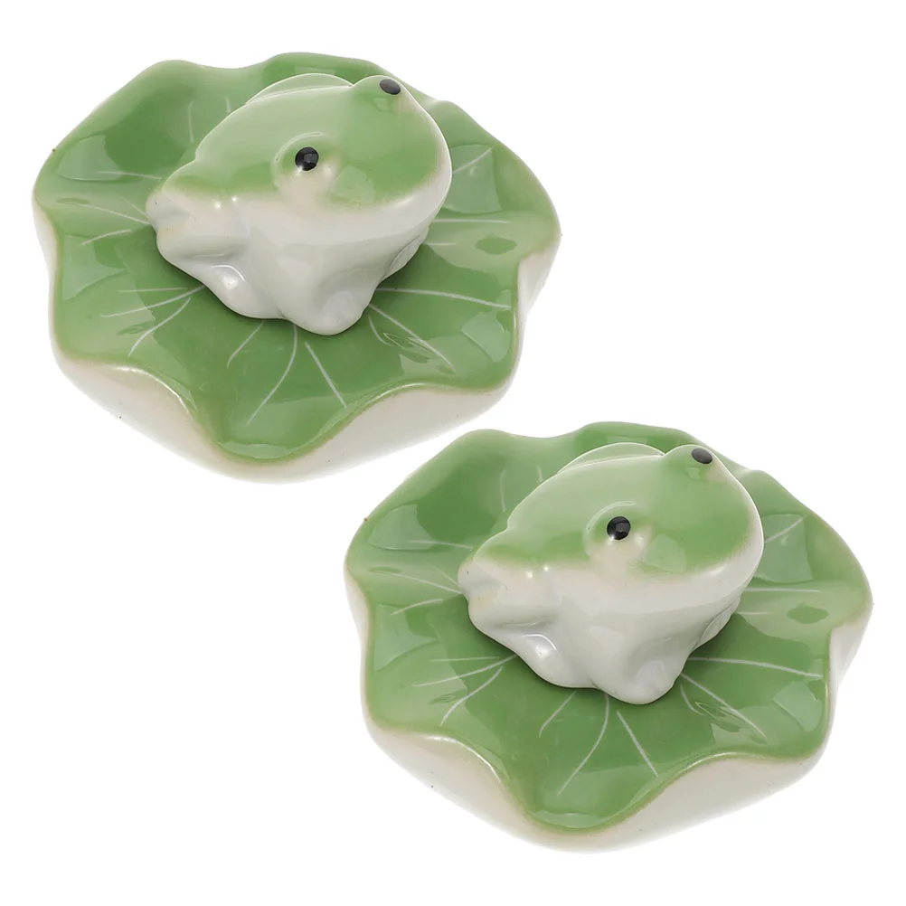 

2 Sets Storage Toys Tea Pet Aquarium Decor Ornaments Decorate Decorative Statues Floating Decoration Light Green Frog