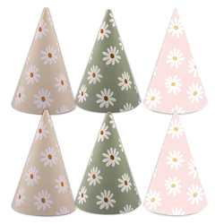 6pcs Pink Daisy Flower Paper Hats Multi Party Hat For Baby Shower Kids Daisy Birthday Wedding Party Decorations DIY Gifts Supply