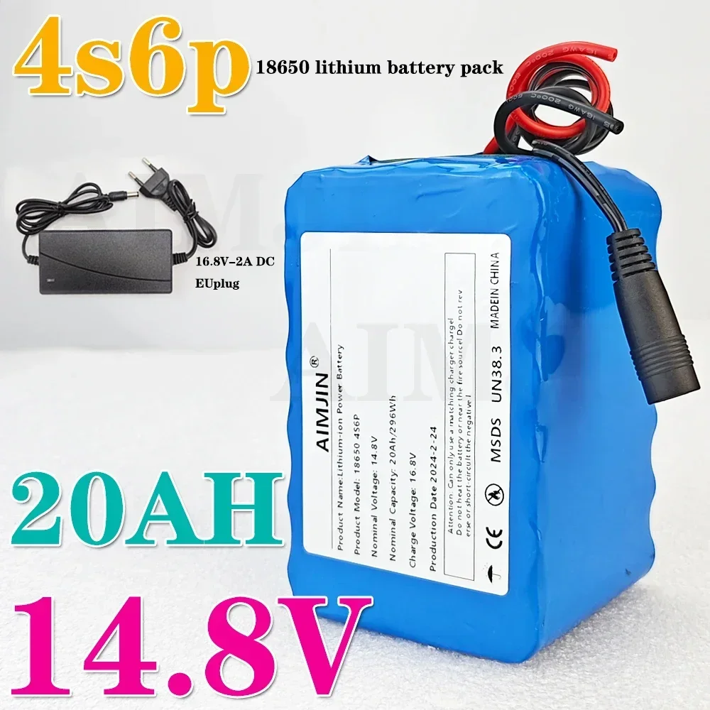 Substituição do pacote de bateria 4S6P 14,8V 20000mAh 18650 com BMS integrado adequado para aquecedor de lâmpada de pesca noturna