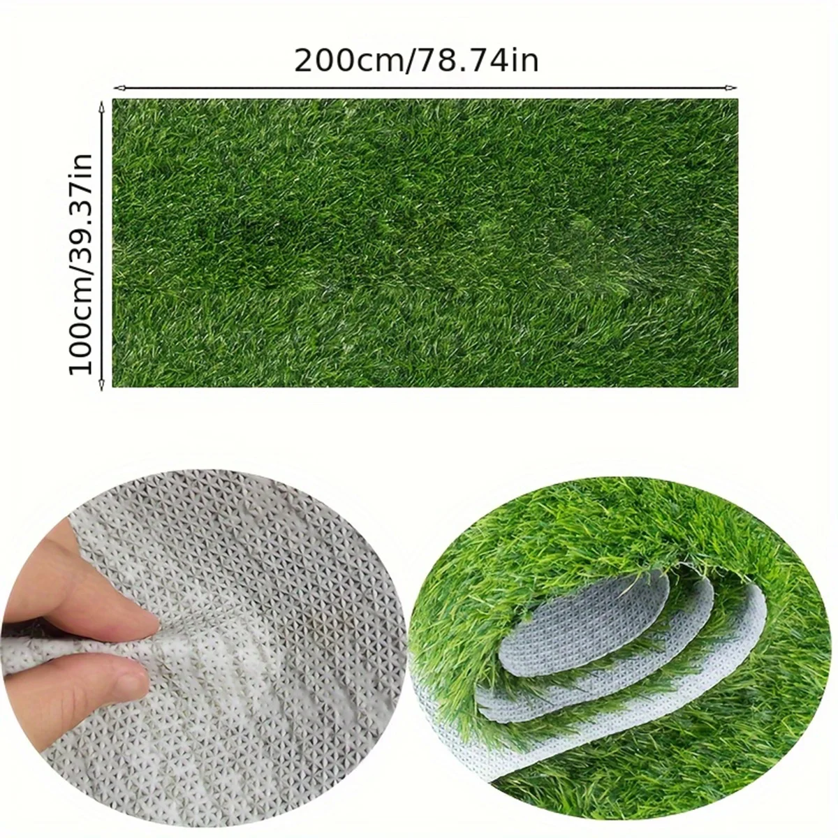 1m×2m Dense Artificial Grass Mat, Anti-slip Wear-resistant Turf for Project Fence, Balcony & Landscape Decoration