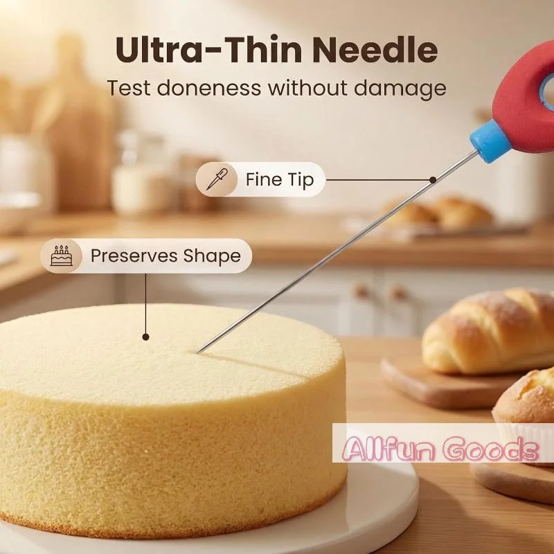 [TG835]Reusable Cake Tester Probe With Non Slip Silicone Handle For Home Baking Doneness Check