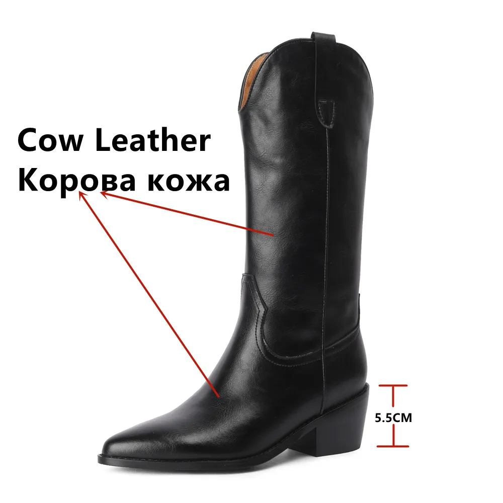 FEDONAS Autumn Winter New Women Mid-Calf Boots Genuine Leather Quality Office Lady Thick Heels Shoes Woman Elegant Western Boots