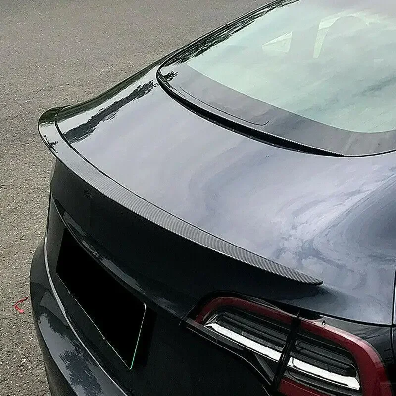 

Carbon Fiber Style Gloss Black Tail Rear Trunk Wing Spoiler Lip Roof Trim For Tesla Model 3 2017 2018 2019 Spoilers Wing