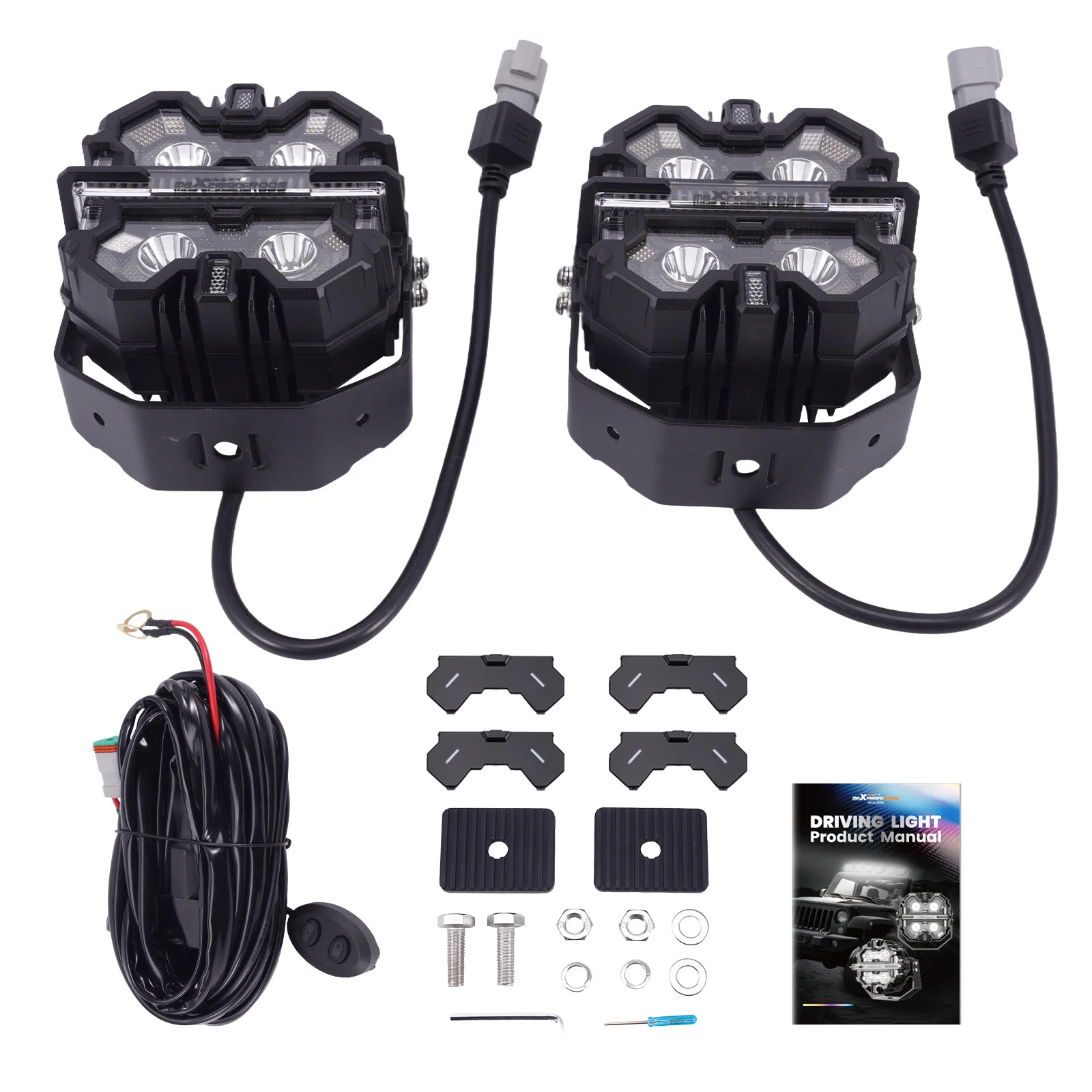 

5" Square Side Shooter LED Driving Fog Pods Off Road Driving Light White & Amber