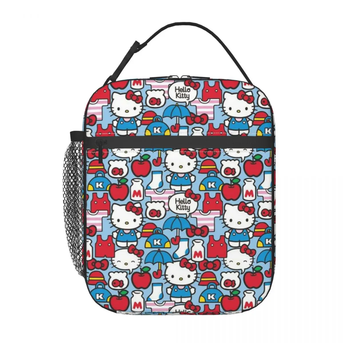 Custom Hello Kitty Cat Insulated Lunch Bag for Women Cartoon Thermal Cooler Bento Box Outdoor Camping Travel Resuable Tote Bags