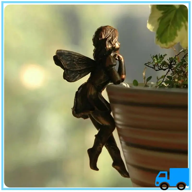 

Latest 4 PCS Hanging Cup Ornament Fairy Combo Resin Vegetation Basket Edge Decoration Garden Planter Ornament