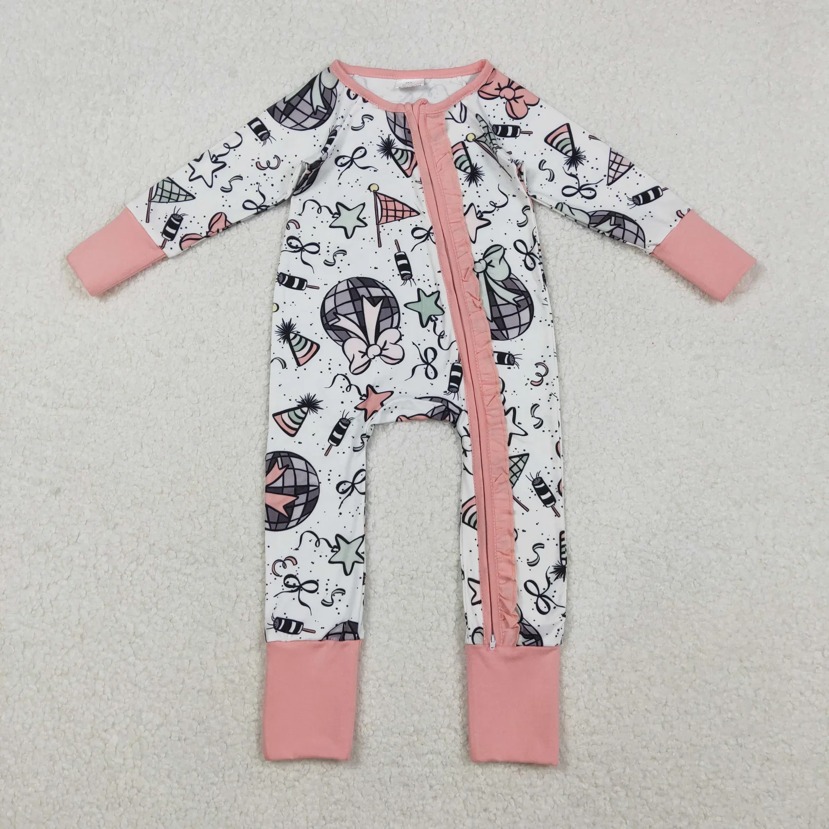 

Wholesale Baby Kids Infant Clothes Children Long Sleeves Girl Bows Stars Jumpsuit Newborn Toddler Girls Zipper Footie Romper