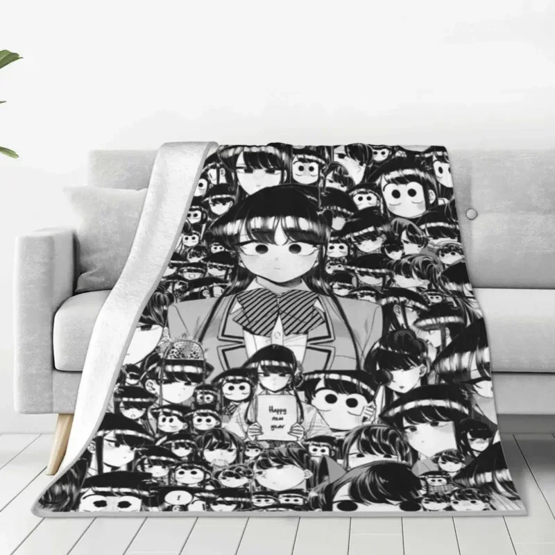 Komi Shouko Komi San no puede comunicarse manta de felpa de lana de Coral multifunción, manta súper cálida para el hogar, Alfombra de coche, pieza