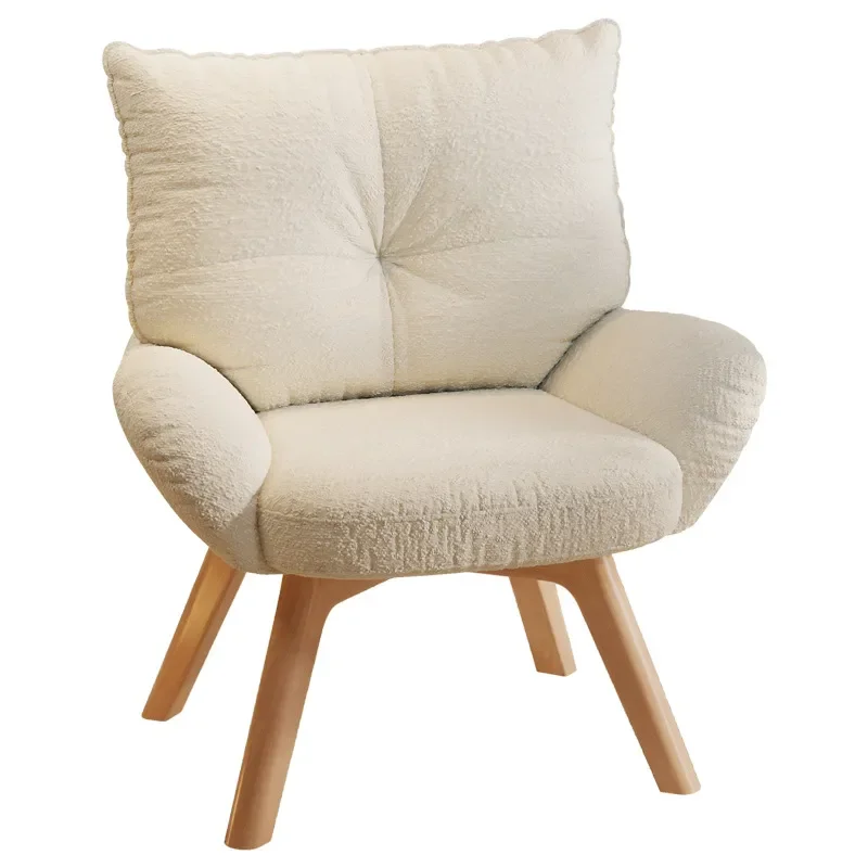 Cream Swivel Vanity Chair Solid Wood Legs Rotating Dressing Stool for Bedroom Cloakroom Makeup Area