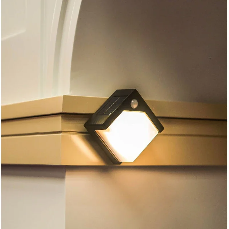 Solar Powered Outdoor Human Body Sensor Light Automatically Lights Up When Dark Outdoor Lighting Led Courtyard Wall Light