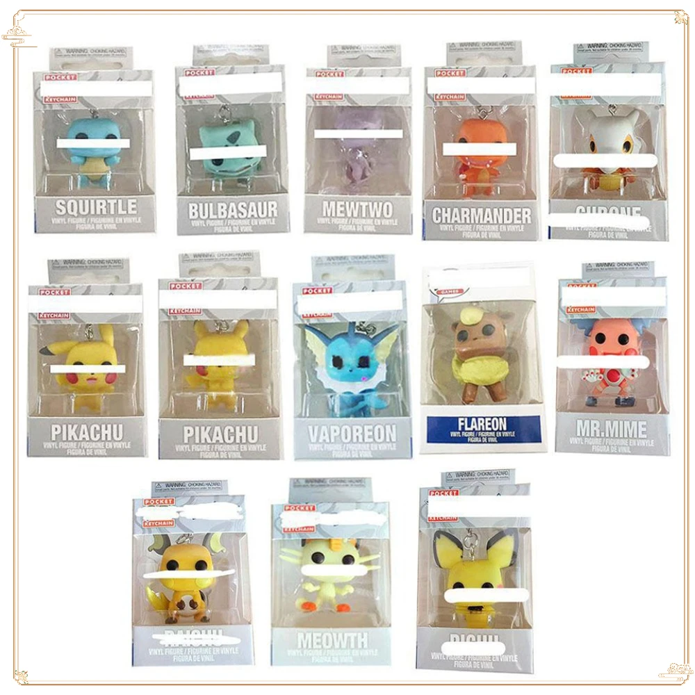 

FUNKO Pocket Pokémon Keychain Cute Classic Dolls Mewtwo Pikachu Squirtle Backpack Pendant Collection Christmas Gifts Keychain