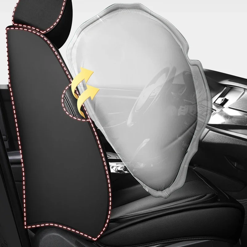 غطاء مقعد السيارة مصنوع من جلد البولي يوريثان قابل للتنفس ومقاوم للماء وخصر ناعم ومتين وغطاء وسادة مكون من 5 مقاعد