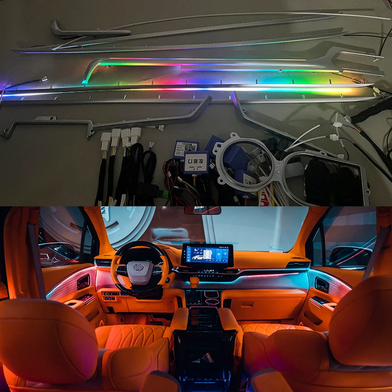 Active Led Ambient Light Fit for Toyota Sienna 2021-2023 Car Rear Door Outline Light Lamp 64 Colors Decorate Lamp