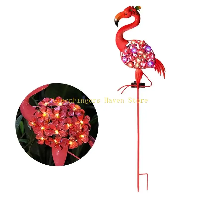 F68D Solar phoenicopterus Garden Decoration With Textured Sphere For Outdoor Use