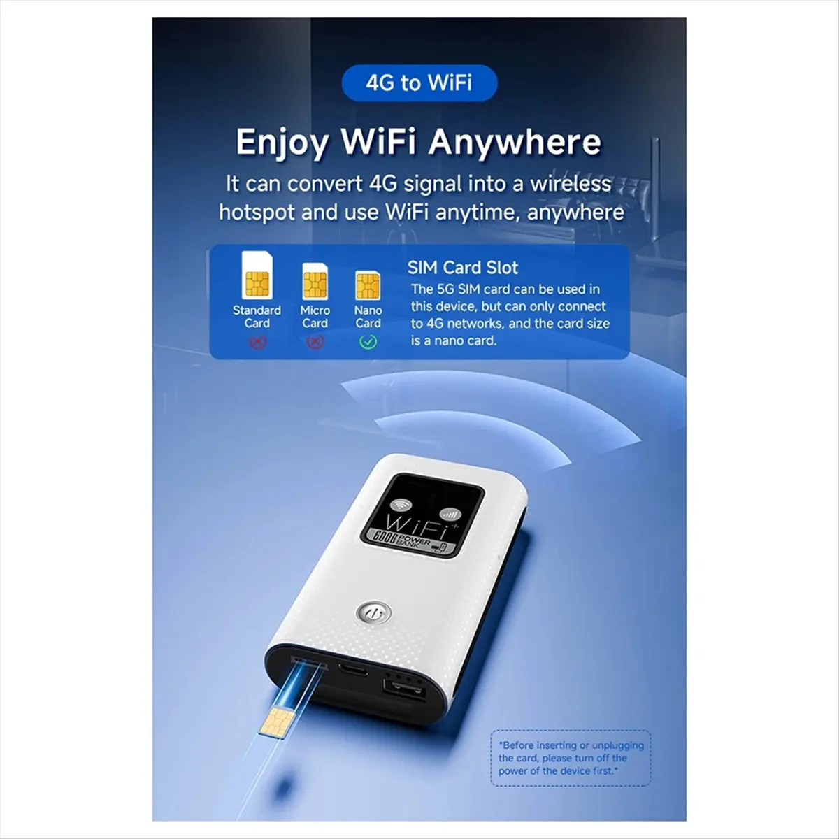 ~ 【A451Z】4G Lte راوتر لاسلكي واي فاي مودم محمول صغير خارجي هوت سبوت جيب Mifi 150mbps فتحة للبطاقات Sim 6000mah قوة البنك