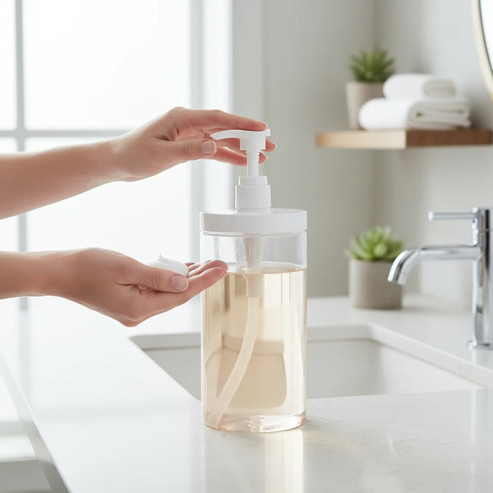 

1 шт. 500/1000 мл прозрачная бутылка-дозатор с широким горлышком для шампуня, геля для душа, жидких средств, многоразовая ПЭТ-бутылка