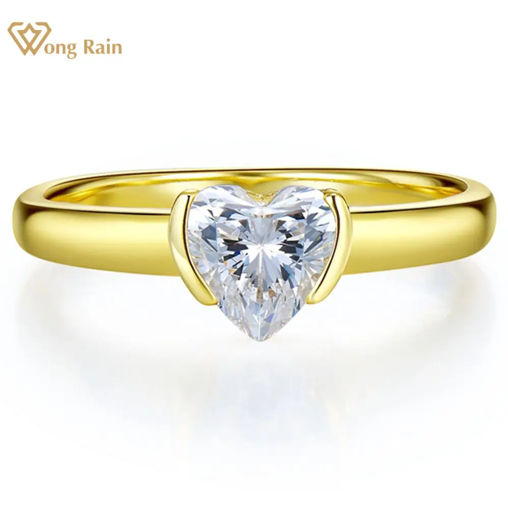 

Wong Rain 18K Gold Plated 925 Sterling Silver Heart 6*6 MM High Carbon Diamonds Gemstone Ring Fine Jewelry for Women Wholesale