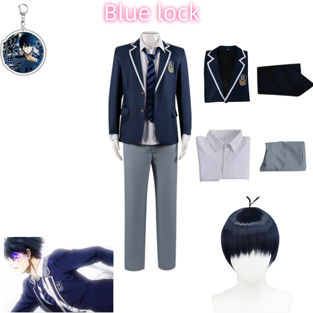 

Anime Isagi Yoichi Outfits Blue Lock Cosplay Costume Jacket Shirt Vest Pants Suit Football Jersey Sportswear High School Uniform