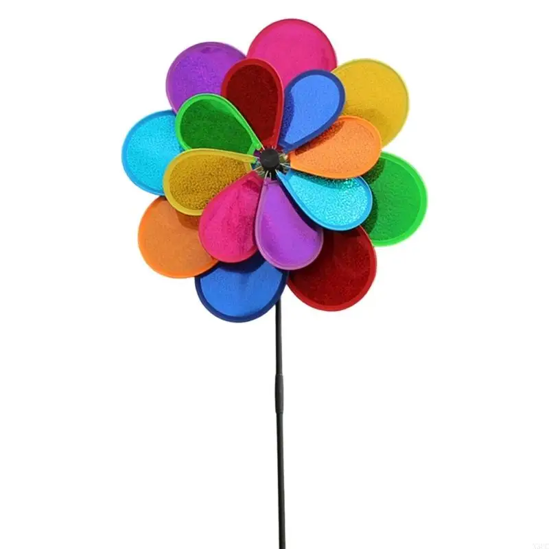 Rotate Double Layer Wind Spinners Outdoor Decorative Durability Simple Setups For Balcony Deck Or Backyard X3UC