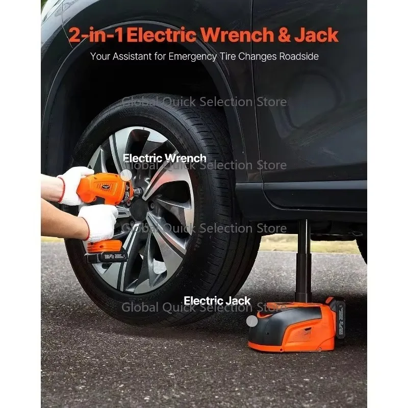 Po-rtable Hydraulic Car Jack Kit with Remote Control 5 Ton Capacity 450mm Max Height with Impact Wrench and Tools