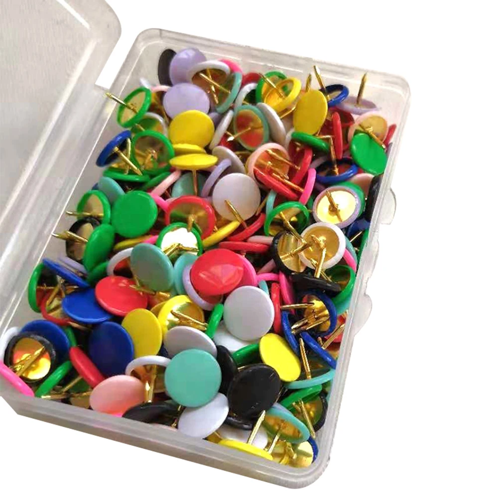 

300pcs Colored Pushpins Cute Thumbtacks Flat Round Head Drawing Pins Decorative Bulletin Board Plastic Metal Practical