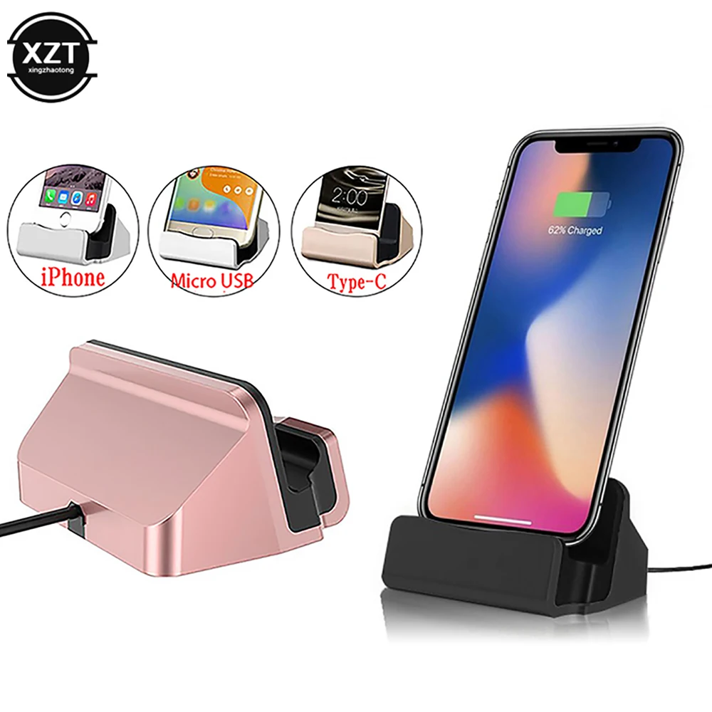 2-in-1 USB Cable Data Phone Charger Dock Stand Station Charging For iPhone X XS Max XR 6 6S 7 8 Plus 5 SE Docking Desktop Cradle