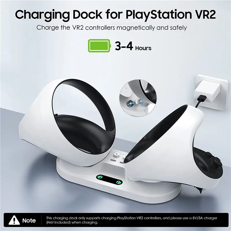 

T81C! Charging Station for PS VR2 Controller, VR Controller Charging Dock Stand with 4 Type-C Magnetic Clasp & Type-C Cable