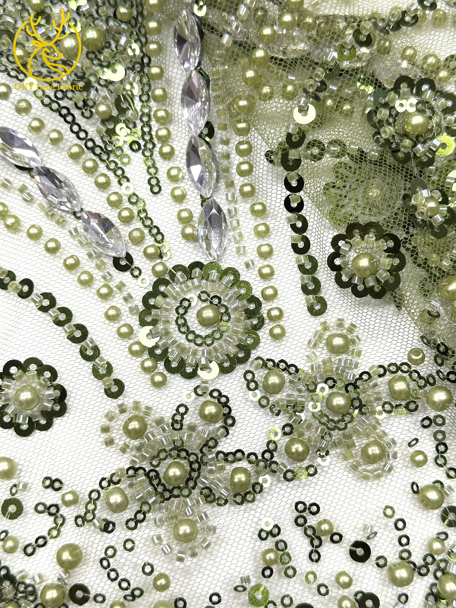 Luxuriöser königlicher lila afrikanischer handgefertigter Perlen-Spitzenstoff, französischer Pailletten-Stein-Tüll-Spitzenstoff für Hochzeitskleid-Design – Detail 33